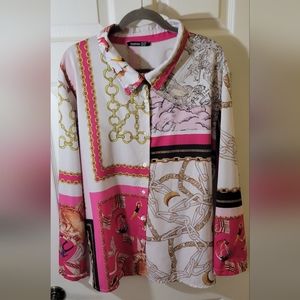 BooHoo Plus Printed Button down